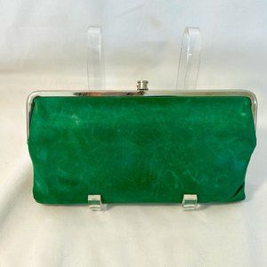 Hobo International Wallet Clutch Lauren Large Bifold Green Leather